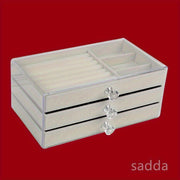 Acrylic Jewelry Storage Box with 3 Drawers and Crystal Knobs for Earrings Rings Necklaces and Bracelets