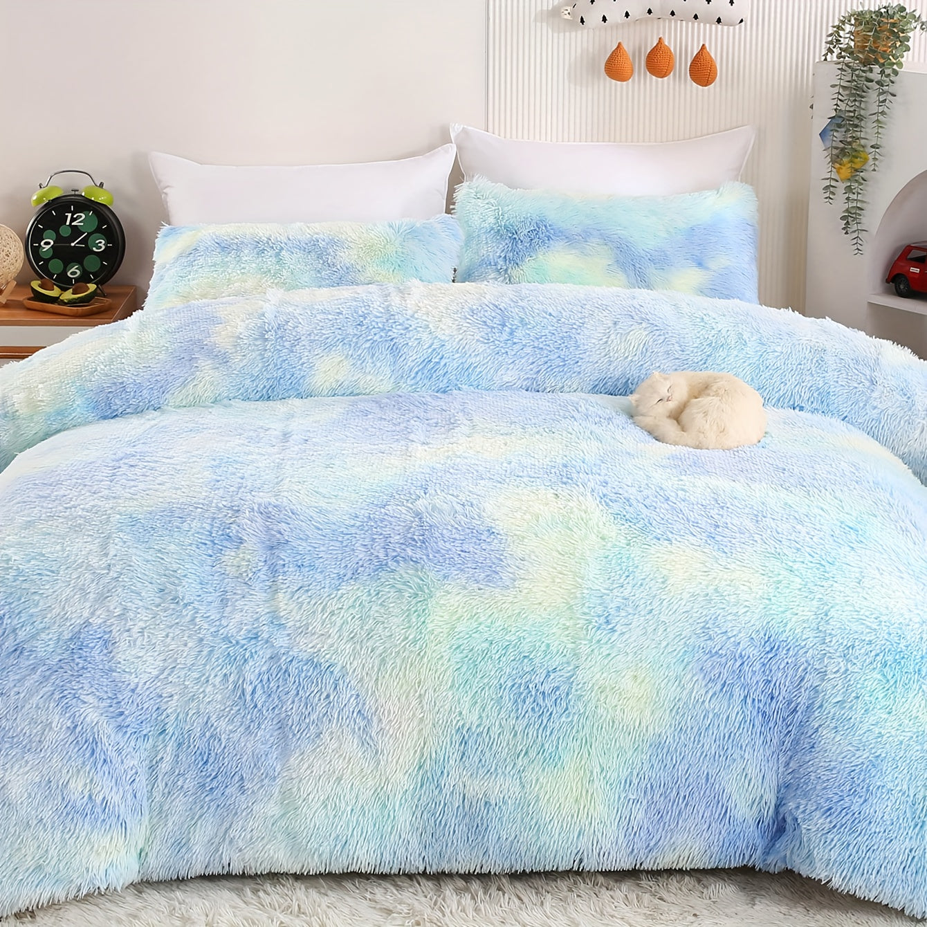 Люкс плюш узун жонли ювошли қопламалар тўплами, зиппер ёпишли, нафас олувчи полиэстер, бир рангли, барча мавсумлар учун