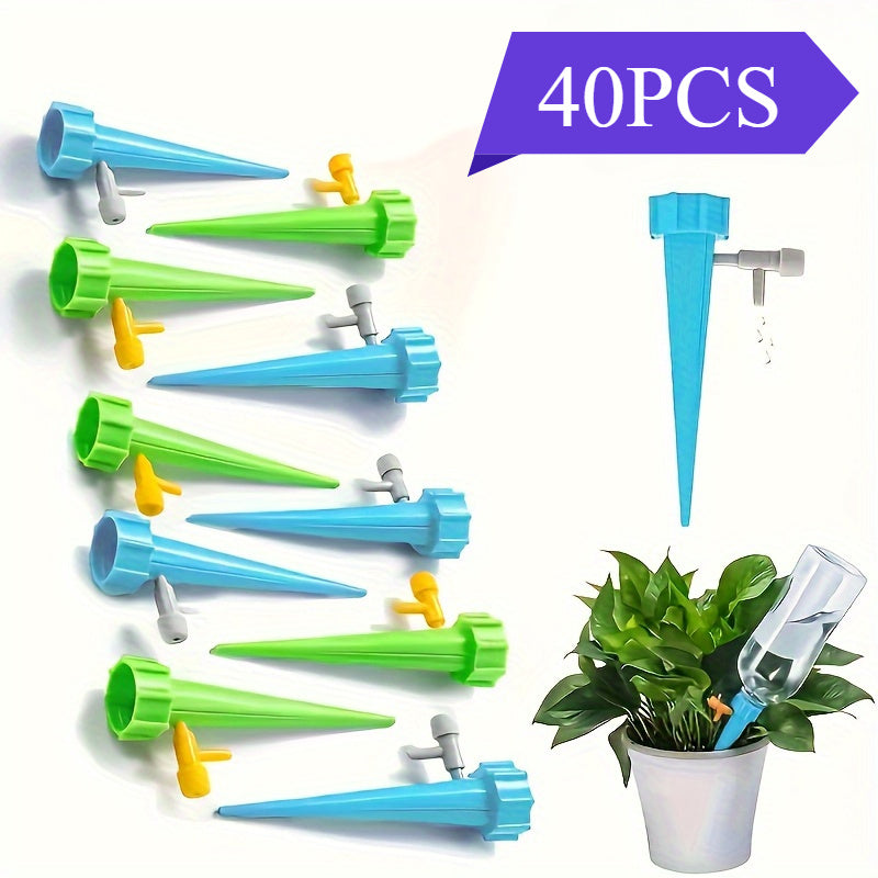 40pcs Automatic Watering System for Outdoor Plants with Adjustable Nozzle and Drip Control Valve