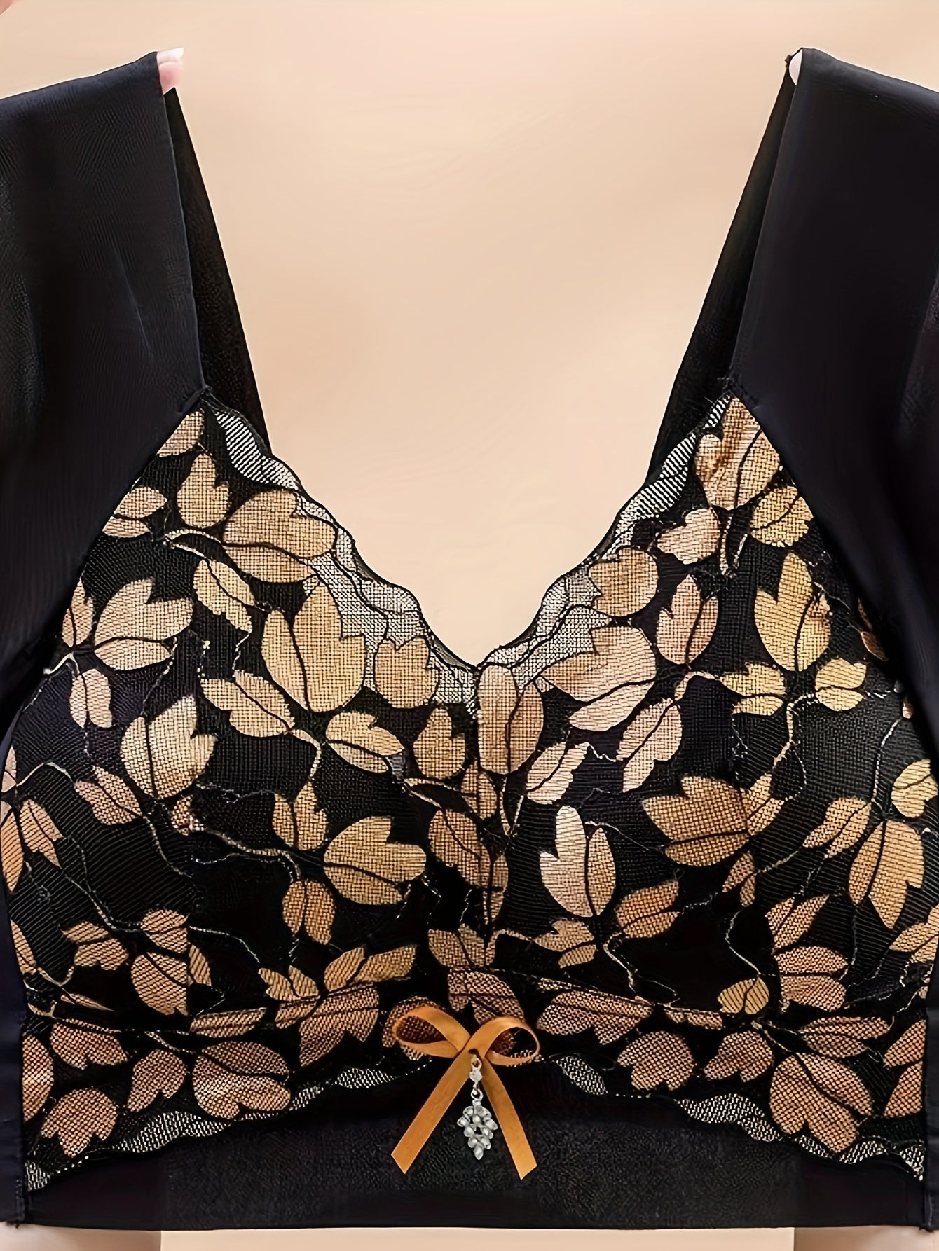 Women's Adjustable Wireless Lace Bra with Side Support and Breathable Fabric