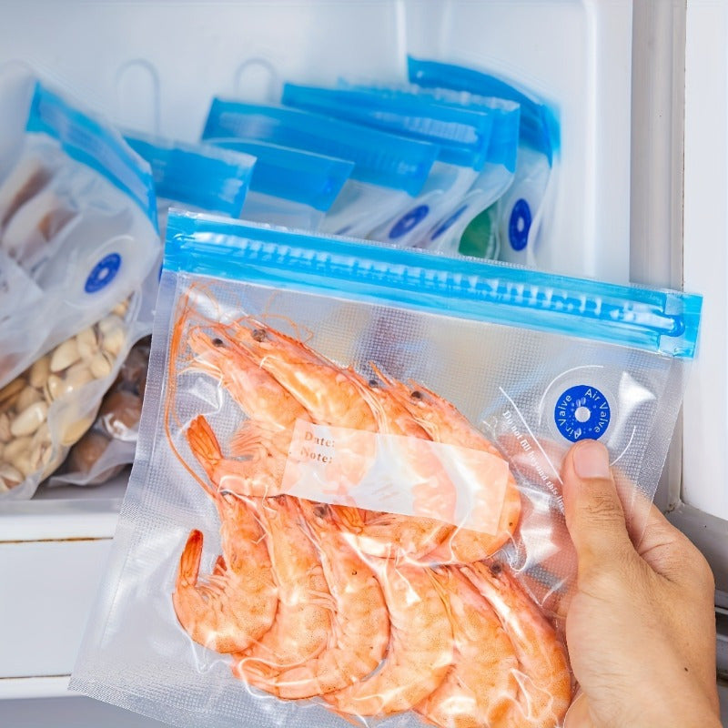 Qayta ishlatiladigan oziq-ovqat saqlash sumkalar, qo‘l pompası va yopishtiruvchi kliplar bilan, havo o'tkazmaydigan Ziplock tashkilotchisi