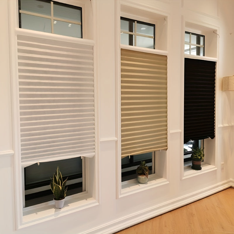 Self-Adhesive Cordless Pleated Fabric Window Shades for Easy Installation