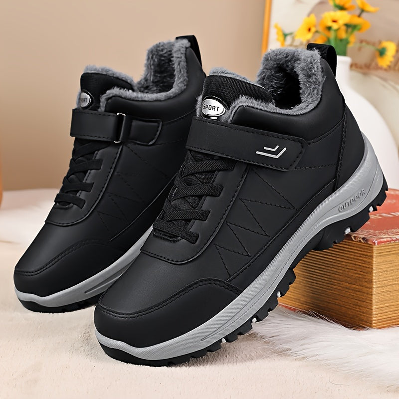 Men's Short Winter Snow Boots Rubber Sole Fabric Upper Casual Hiking Solid Color