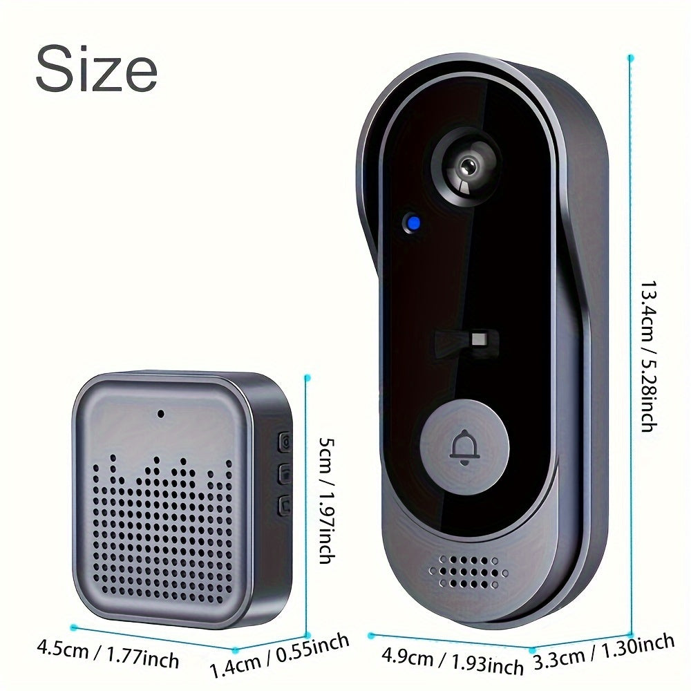Wireless Video Doorbell with Night Vision 2-Way Audio Rechargeable Battery Indoor Outdoor