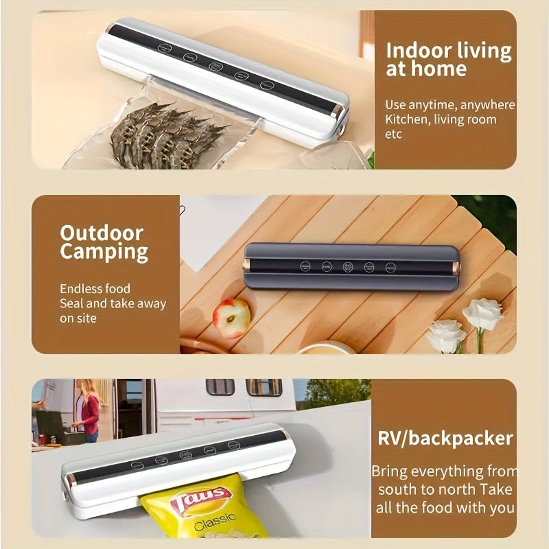 Беспроводной вакуумный упаковщик с USB-заряжаемой литиевой батареей для сохранения продуктов
