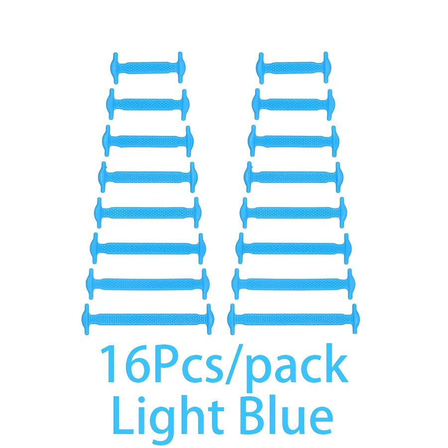 16-Pack Silicone No-Tie Shoelaces Waterproof Stain-Resistant Lightweight