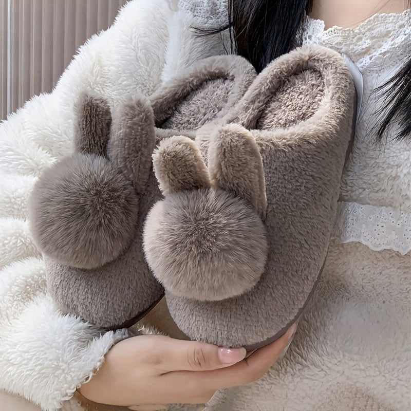 Couple Plush Home Slippers Thick Soles Indoor Outdoor Non-Slip