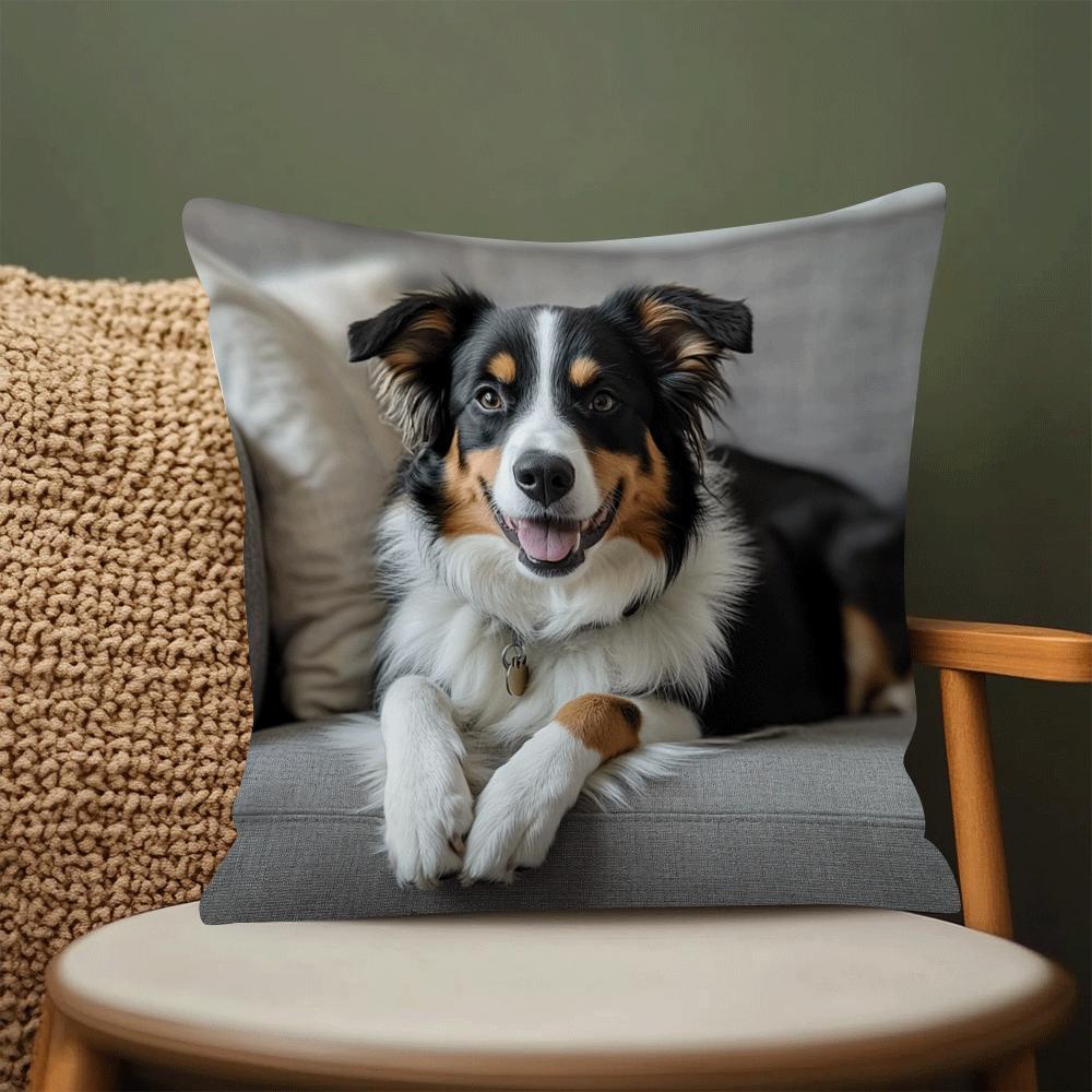 Australian Shepherd Throw Pillow Cover Square Cushion Case Removable Washable 45cm