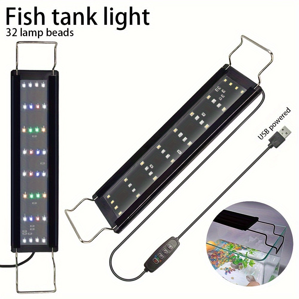 Retractable LED Aquarium Light USB Powered 3 Color Modes Low Voltage Non-Waterproof