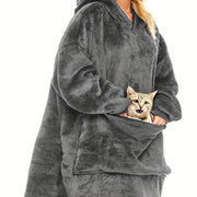 Adult Hooded Blanket with Sleeves Fleece Wearable Blanket Cozy and Comfortable