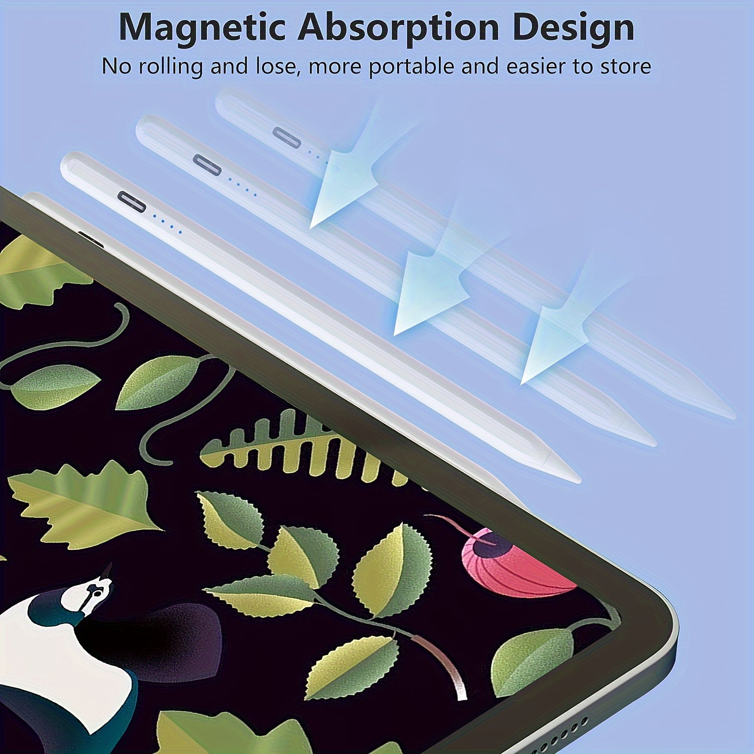 Rechargeable iPad Stylus Pen with Palm Rejection Tilt Function and Fast Charging