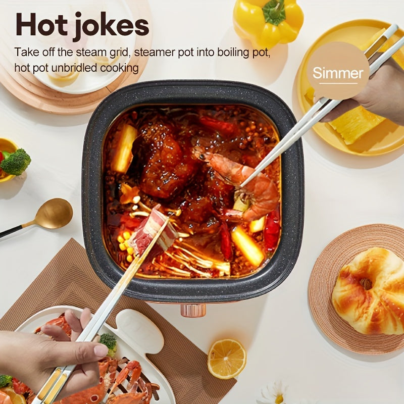 EU plug ikki qatlamli elektr taom bug'laydigan qurilma tez va bir vaqtning o'zida pishirish uchun, 9.5QT ko'p funktsiyali issiq qozon vizual qopqog'lar va to'planadigan savatlari bilan.