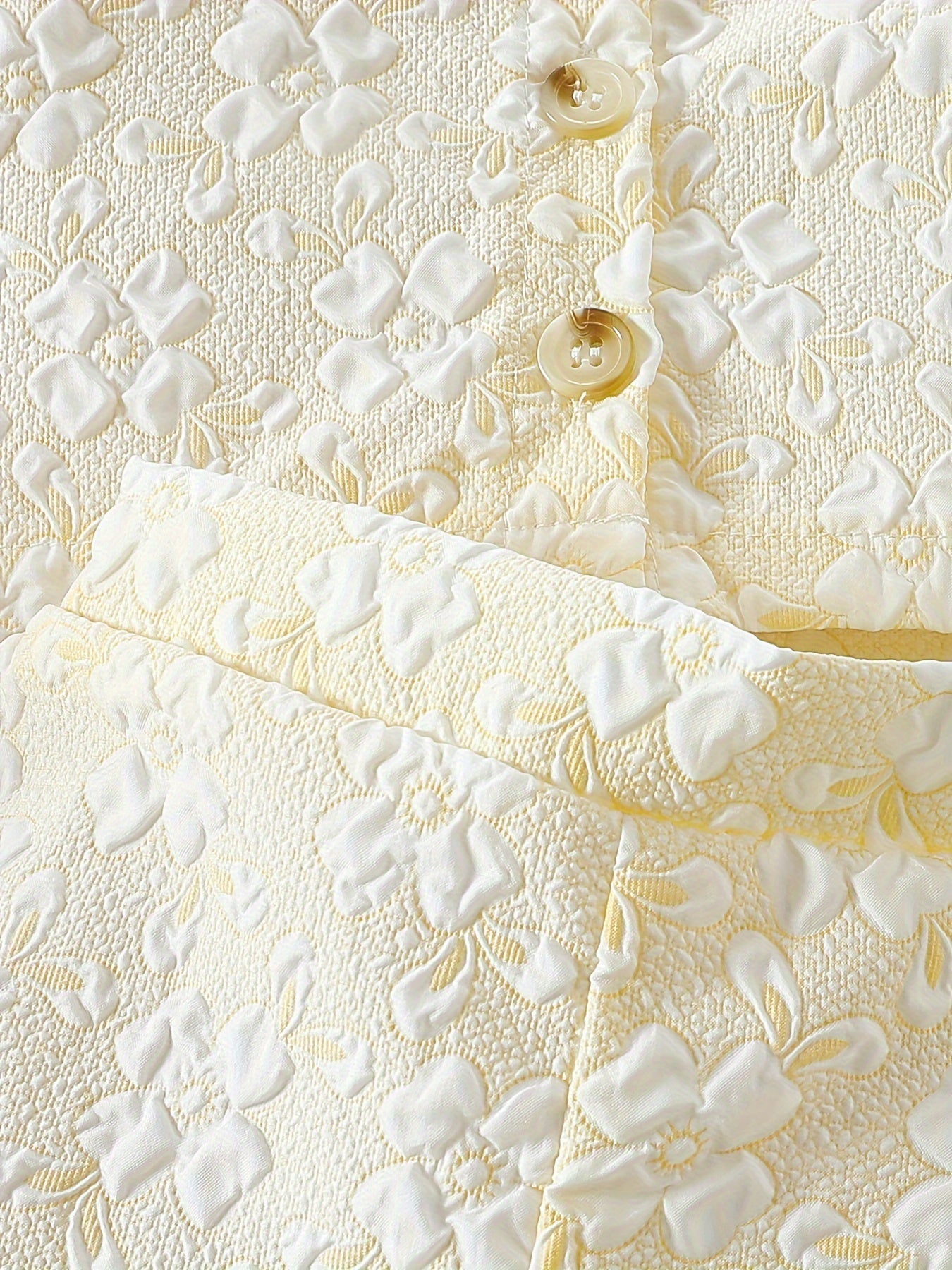 Baby Girls Summer Outfit Floral Jacquard Puff Sleeve Crop Top Shorts Hat Casual 12 Months