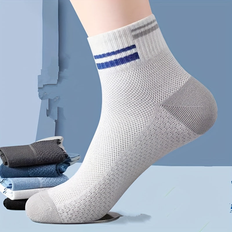 Men's Low Cut Ankle Socks 5 Pairs Breathable Anti-Odor Sweat Absorption Spring Summer