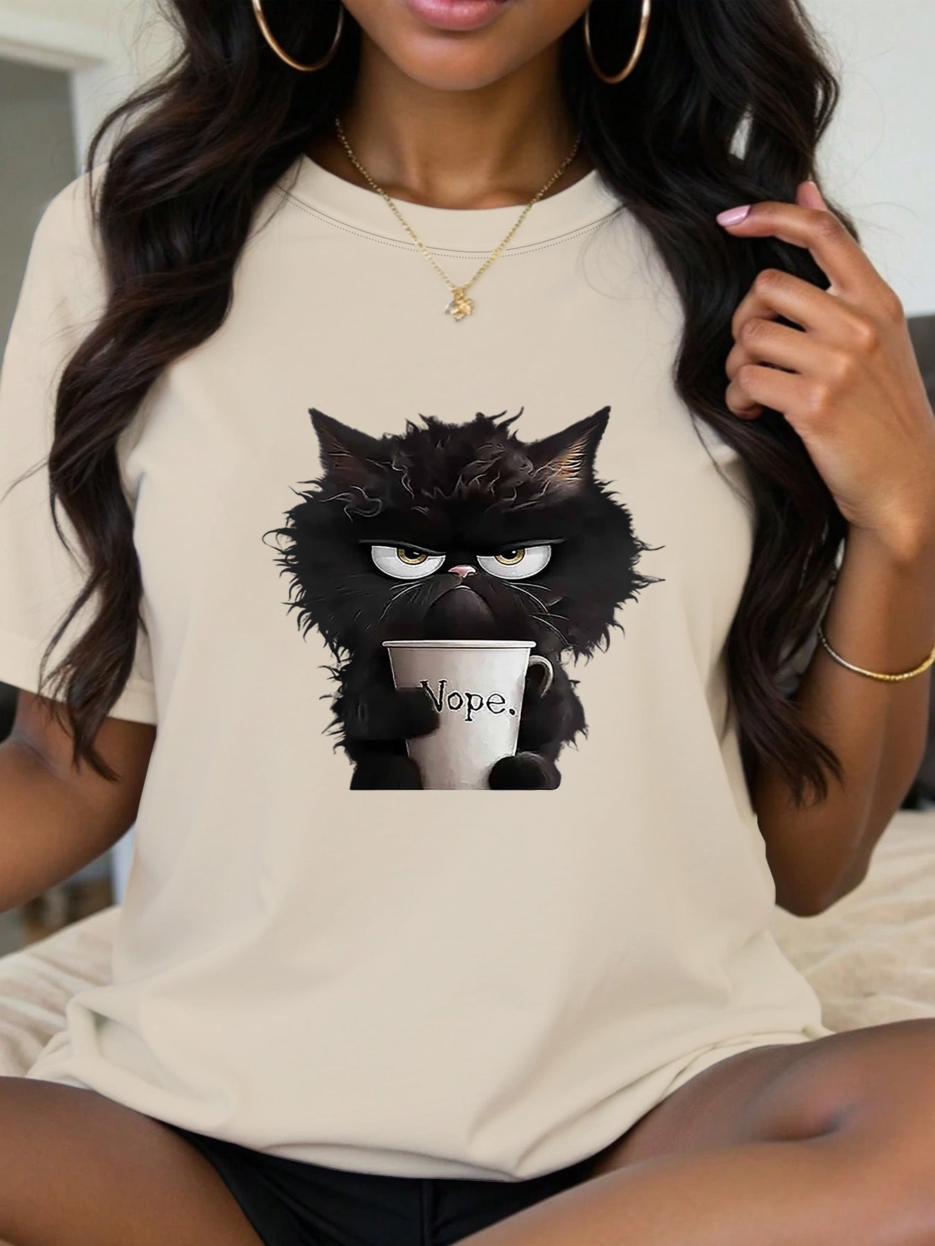 Plus Size Women's Casual Graphic T-Shirt Short Sleeve Round Neck