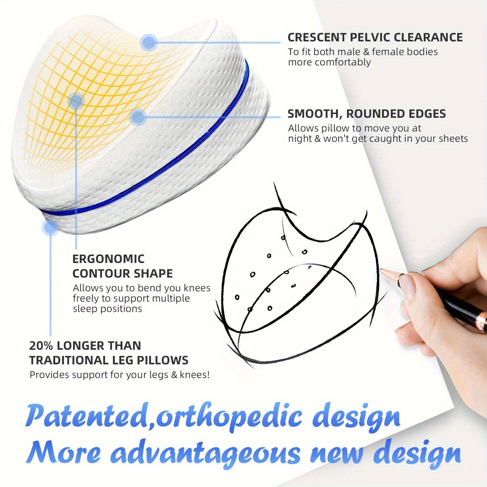 Leg Pillow Support for Back Hip Leg and Knee Relief Reduces Sciatica