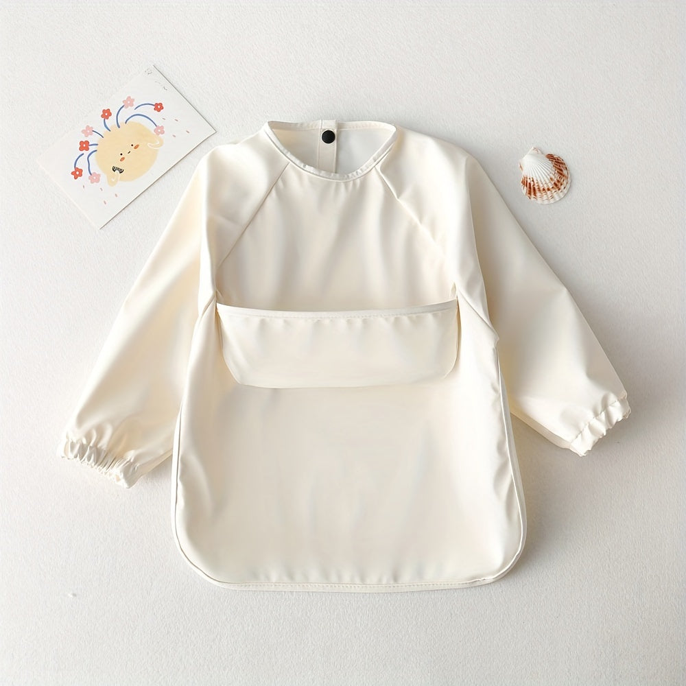 Babero de alimentación impermeable de PU de manga larga para bebés, regalo para niños desordenados