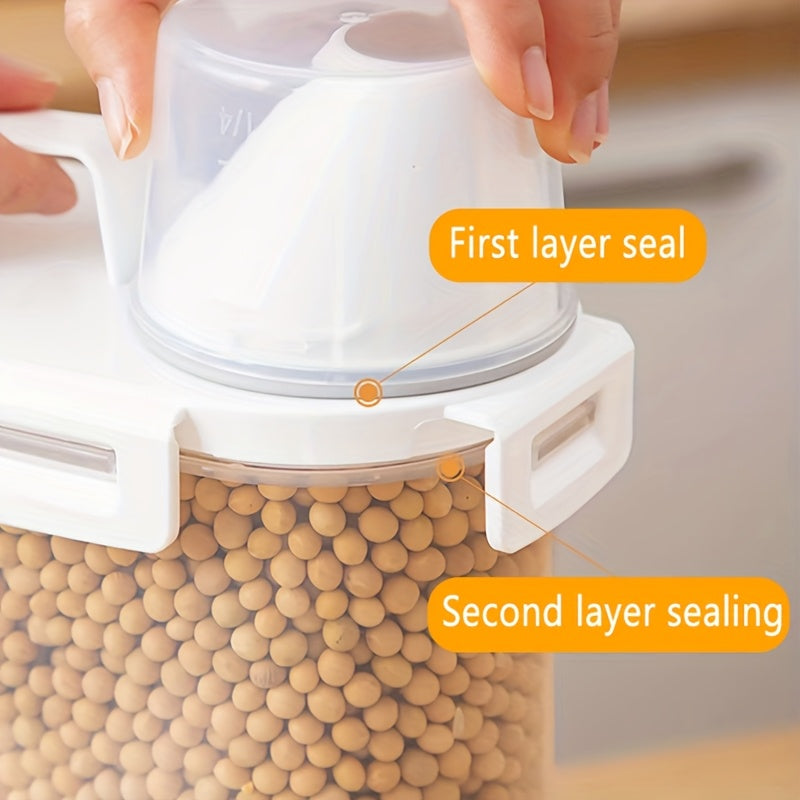 Set of 5 Food Storage Containers Leakproof Square Plastic for Rice Grains Nuts Flour