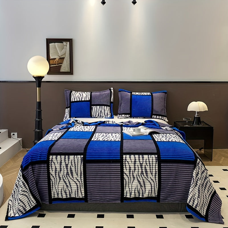 Manta de terciopelo impresa geométrica para cama, sofá, camping, aire acondicionado, todas las estaciones