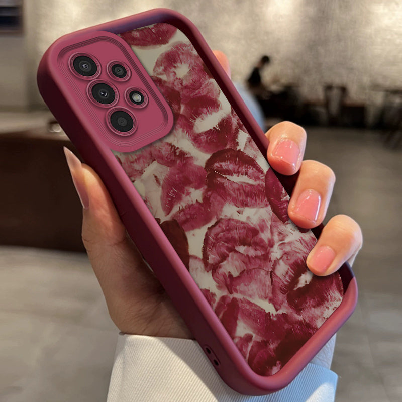 High-Value Mobile Phone Case with Red Lip Print for Galaxy Models TPU Durable Protective Cover