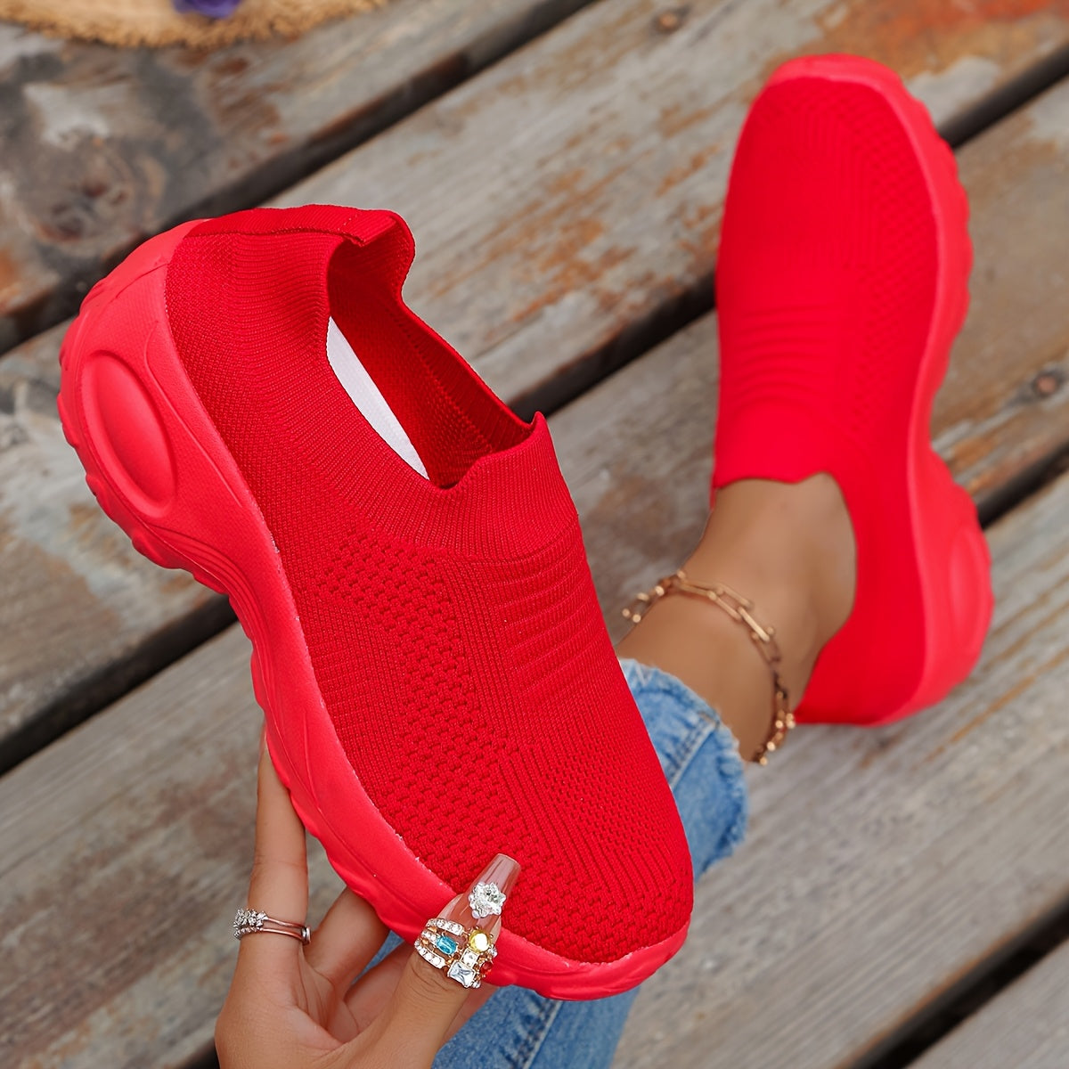 Women's Slip-On Sneakers Breathable Fabric Low-Top Casual Shoes in Multiple Colors
