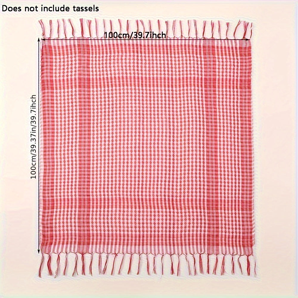 Polyester Woven Neck Scarf with Tassels Vintage Tactical Desert Arabian Kerchief