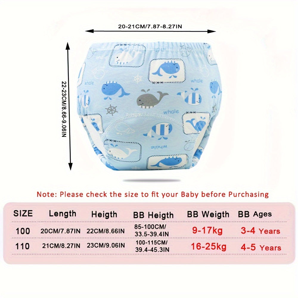 Три штуки узорчатых тренировочных штанишек для приучения к горшку, сделанных из шести слоев дышащего хлопкового марли для всех сезонов. Эти детские тканевые подгузники также могут использоваться как детские подгузники и подлежат стирке.