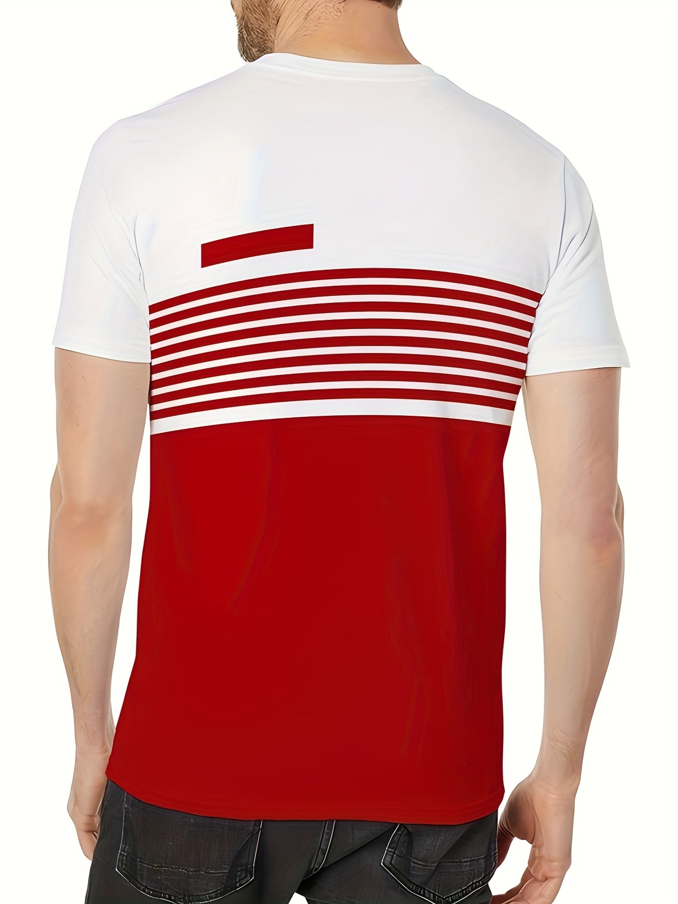 Men's Casual Geometric Pattern Polyester Crew Neck T-Shirt