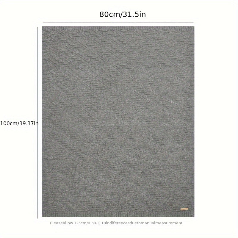 Solid Color Hand-Knitted Blanket for Home and Travel Use