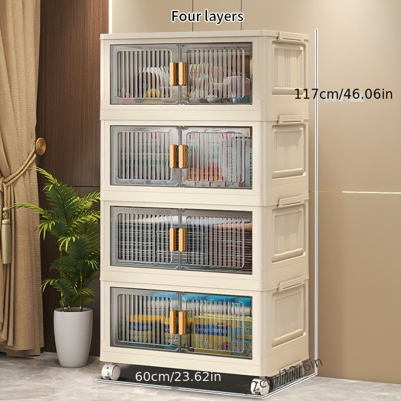 Foldable Plastic Storage Cabinet Multi-Layer Space-Saving Organizer for Home Desk Drawer