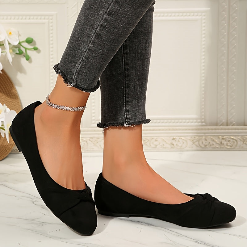 Women's Elegant Bowknot Flat Shoes Lightweight Slip-On Comfort TPR Sole
