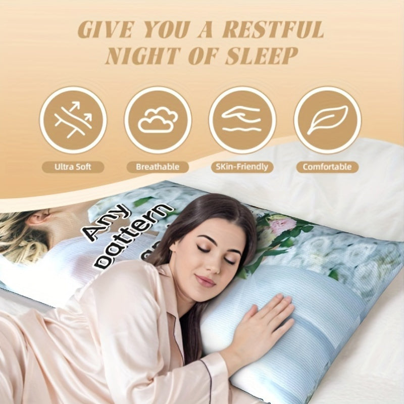 Personalized Long Hug Pillow Cover Body Pillowcase 50.8x137.2 cm Soft Plush Double-Sided Print