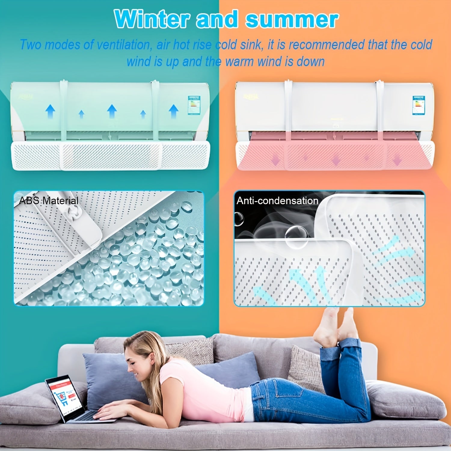 Adjustable 180° Rotating Air Conditioner Deflector for Home and Office Cool Indoor Airflow Plastic