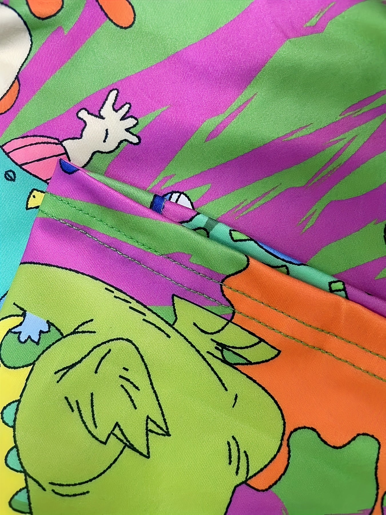 Plus Size Cartoon Print Slip Romper Casual Sleeveless Pockets Women