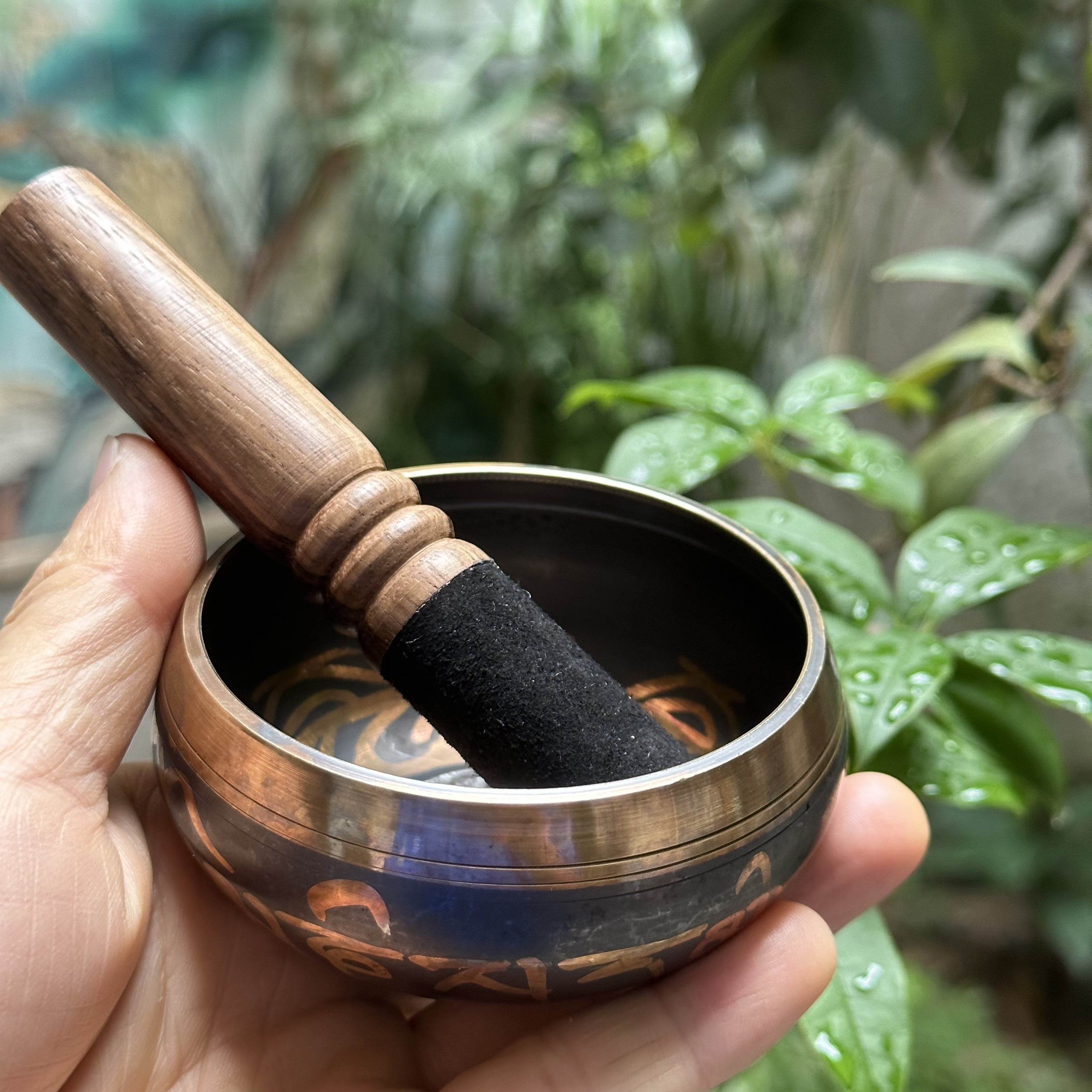 3.15 dyuymli ovozli chashka meditatsiya yoga uchun aksessuarlar bilan qora, sariq, oltin