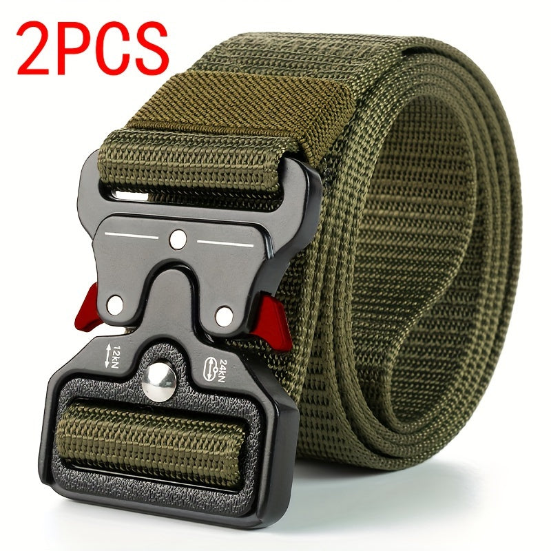 Men's Black Tactical Multi-Function Belt for Hunting and Outdoors 2 Pack
