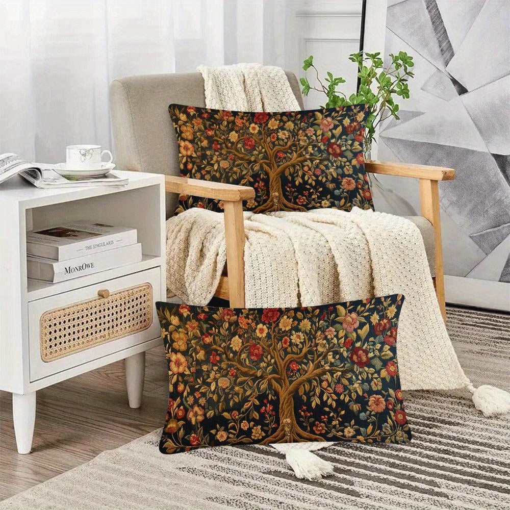 Set of 2 Tree of Life Pillow Covers 50.8x30.48cm Indoor Outdoor Decorative Zipper Closure