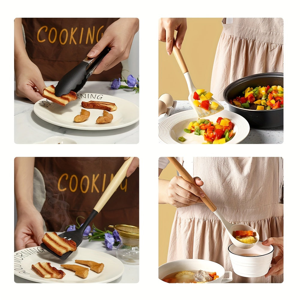 Silicone Kitchen Utensil Set 10 Pieces Heat Resistant Nonstick Cooking Tools