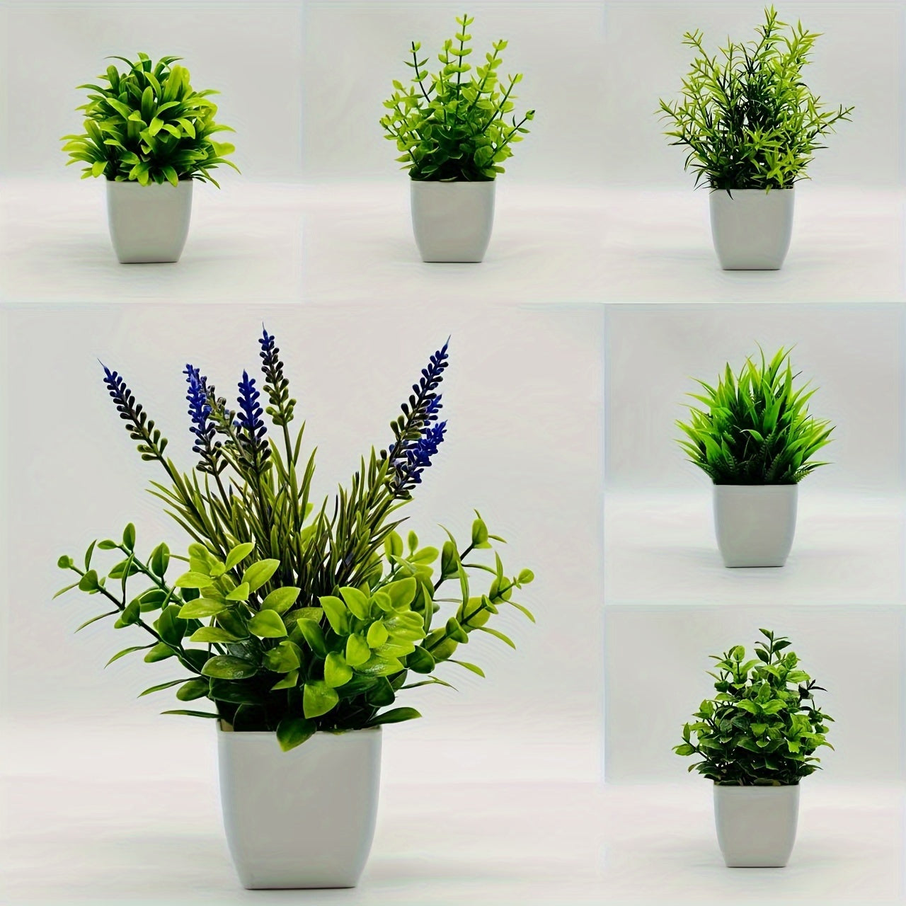 Artificial Plant Pot Small White Flowerpot with Green Plant for Indoor Home Office Bathroom Decor