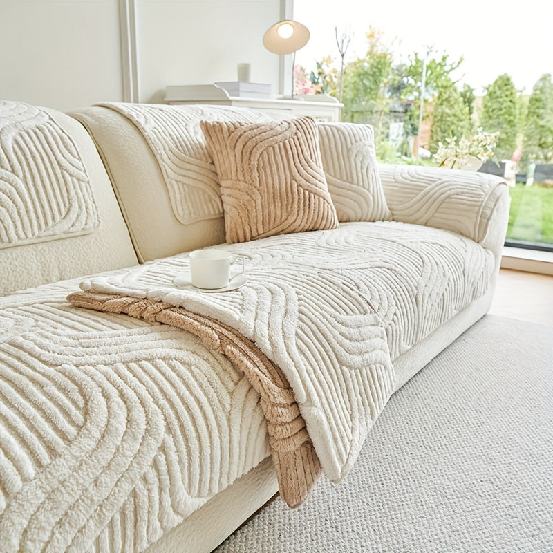 Zamonaviy Jacquard T-qoʻshiq qoplamasi, armchairdan bo‘lakli divanlargacha, sirpanmaydigan velvettan tayyorlangan