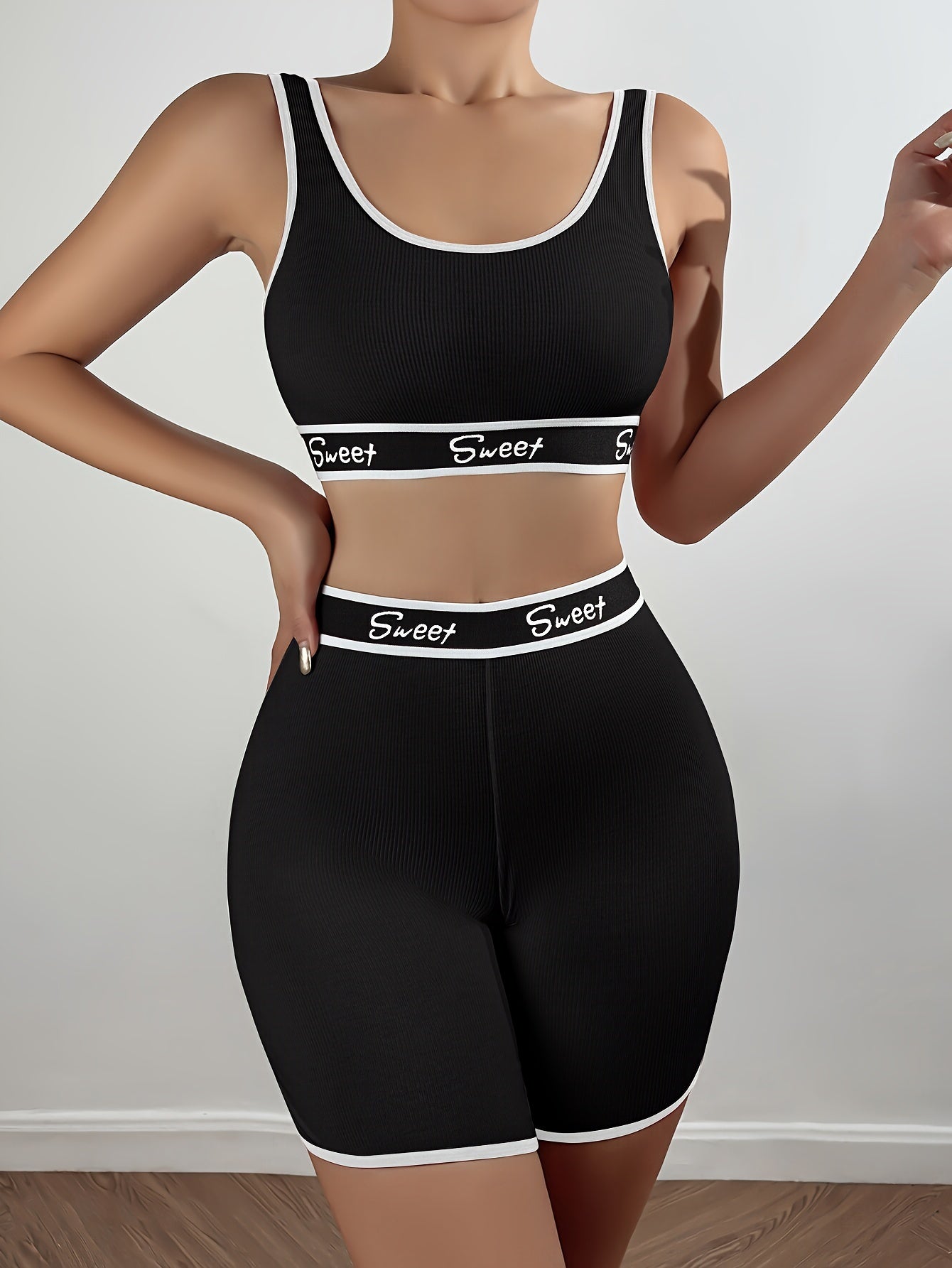 "Pochta bosma trimli ichki kiyim to'plami, to'liq qoplovchi tankli brassier va boyshortlar, ayollar ichki kiyimlari"