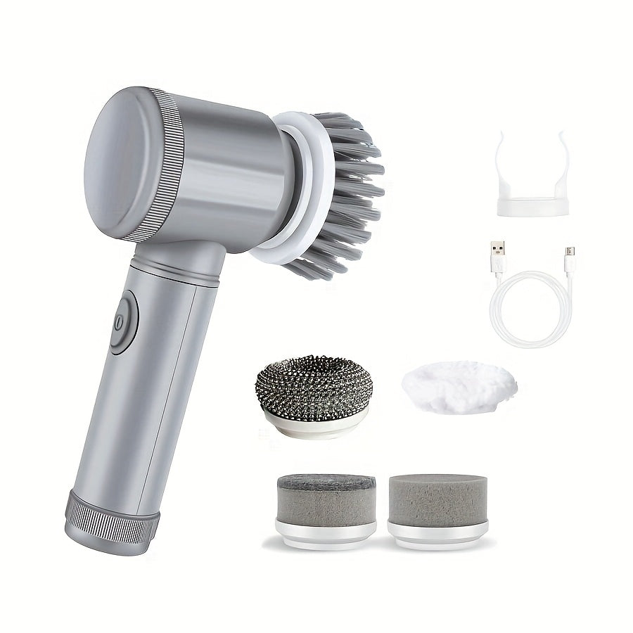 8-in-1 Electric Cleaning Brush Set with 5 Replaceable Heads for Kitchen Bathroom