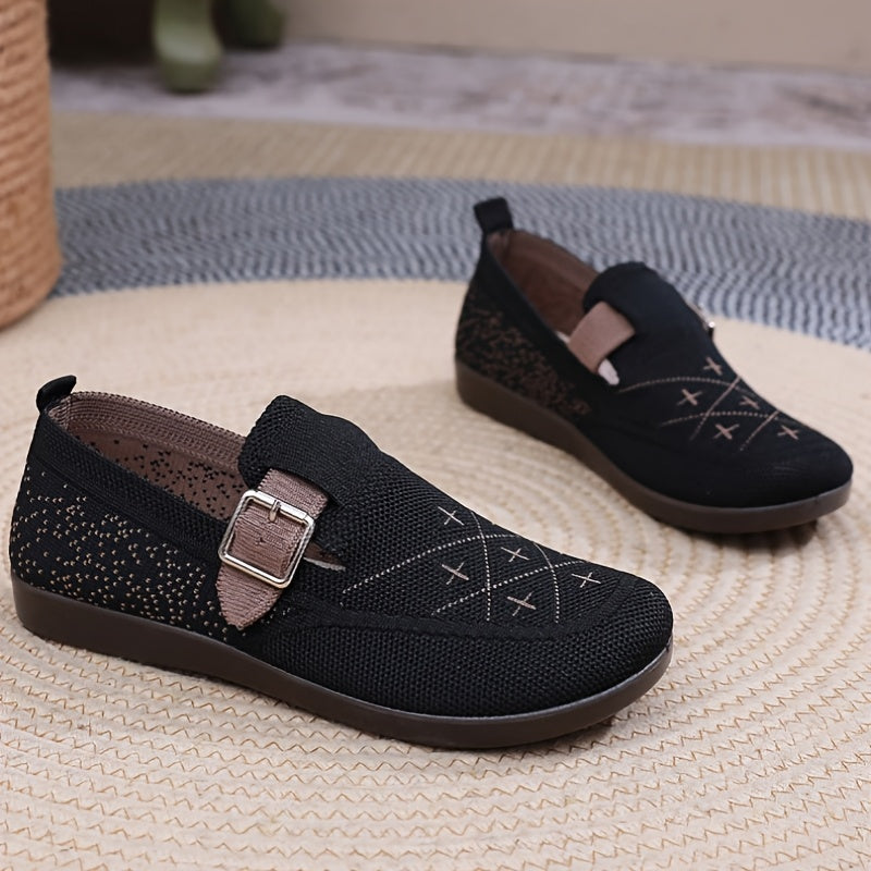 Women's Slip-On Flats Breathable Fabric Comfortable Walking Shoes