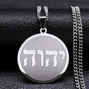 Unisex zanglamas po'latdan yasalgan marjon, ibroniy yozuvi bilan pandant - Muqaddas Yahweh simvoli, nafis qabilaviy dizayn, kundalik va bayram kiyimlari uchun 18K oltin qoplama, barcha fasllar va tadbirlar uchun mos