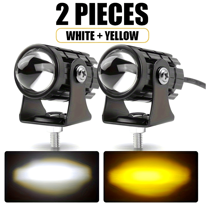 Universal Motorcycle LED Auxiliary Spotlight Dual Color ATV Scooter Light