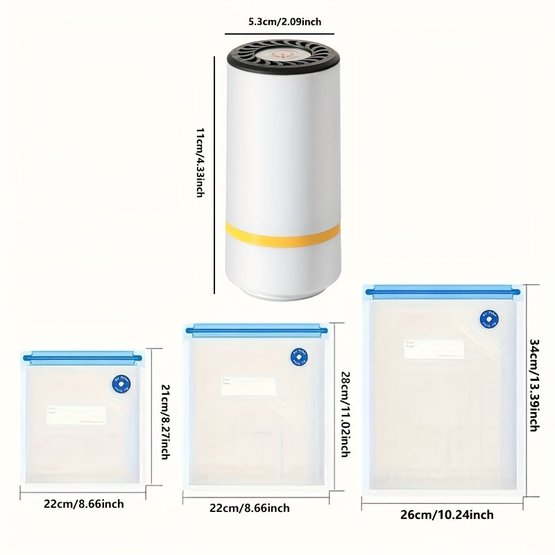Ручной электрический вакуумный упаковщик с тремя размерами пакетов для хранения продуктов и насосом