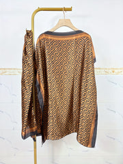 Pañuelo de talla grande con estampado floral de poliéster transpirable de corte holgado con mangas batwing