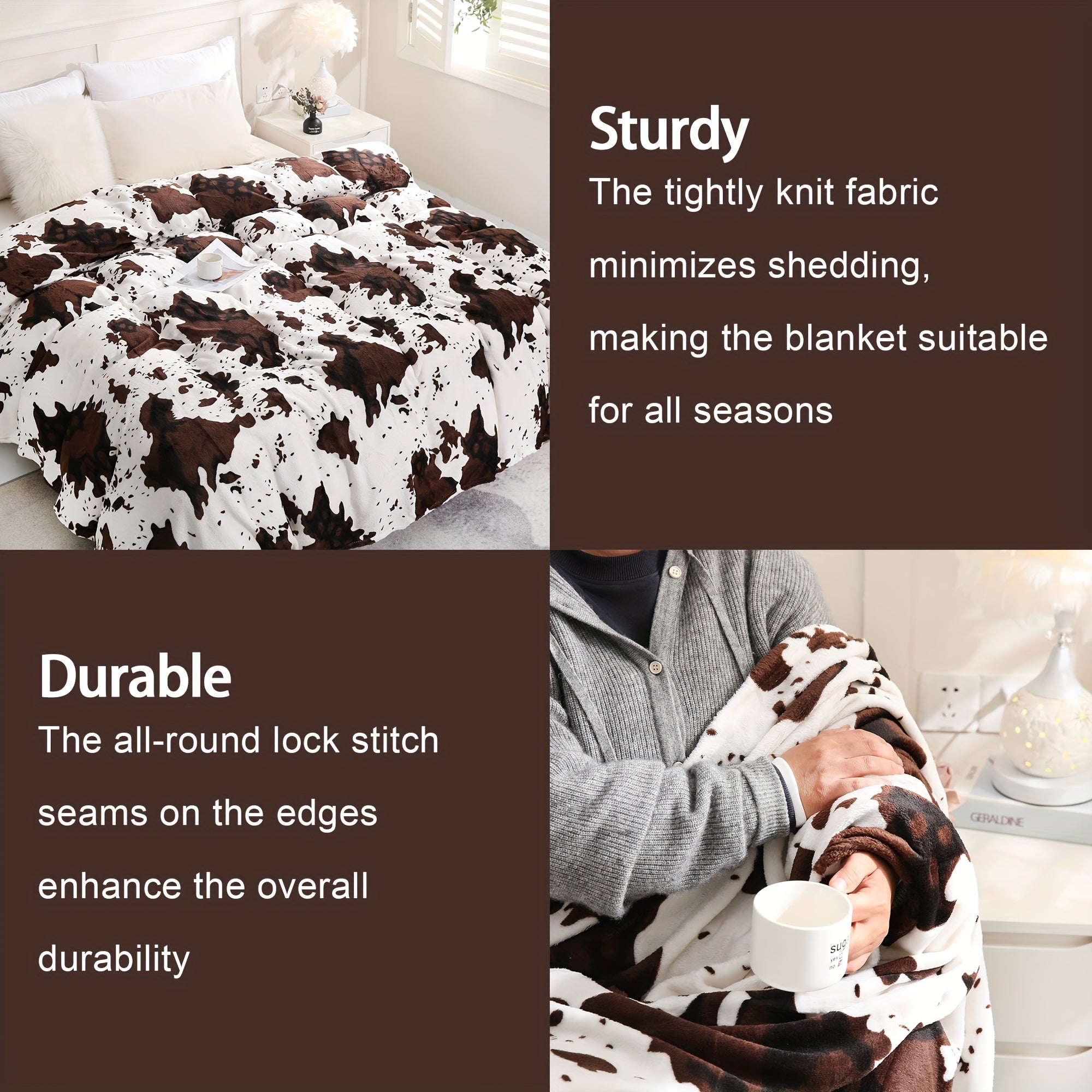 Christmas Cow Pattern Blanket 200g Single Bed Cozy Warmth