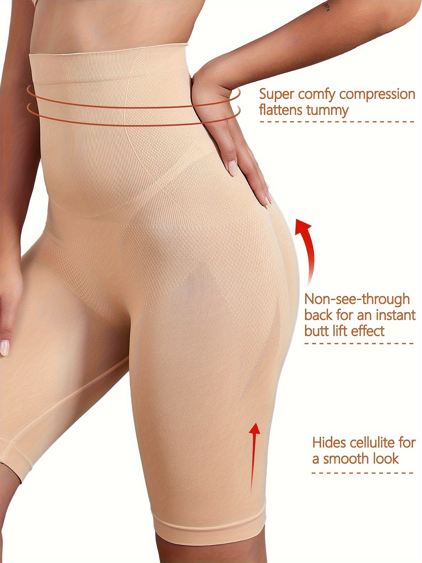 Women's Black High-Waist Seamless Shapewear Leggings Tummy Control Butt Lift Nylon Elastane