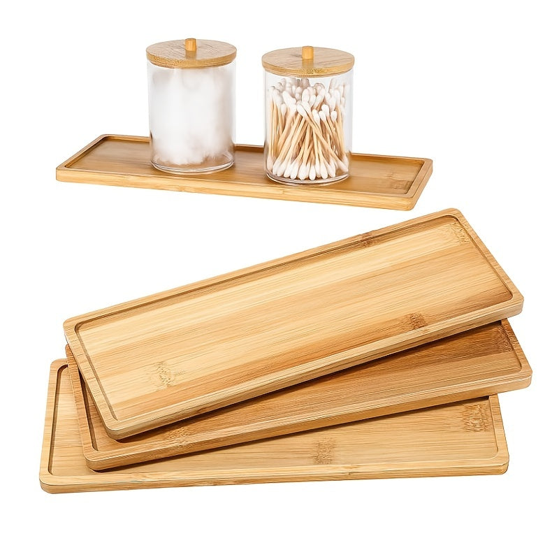 Bamboo Serving Tray with Rounded Edges for Bathroom or Dresser Use